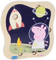 Пътешествие в Космоса - Детски дървен пъзел от серията "Peppa Pig" - пъзел