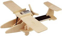 Самолет с въртяща се перка - Дървен 3D пъзел със соларен панел - пъзел