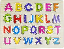 Английската азбука - Детски дървен пъзел от 27 части - пъзел