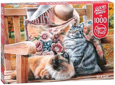 Котки на люлеещ се стол - Пъзел от 1000 части - пъзел