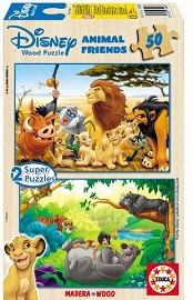 Цар Лъв и Маугли - Два пъзела с дървени елементи - пъзел
